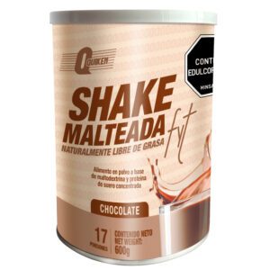 Envase de 600 gramos de Shake Malteada sabor chocolate con maltodextrina y proteína de suero
