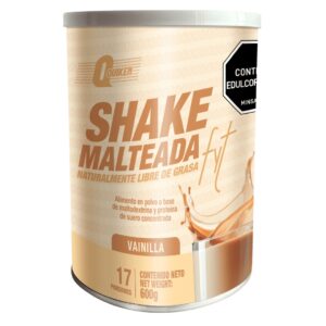 Envase de malteada en polvo sabor vainilla libre de grasa con 17 porciones y 600 gramos