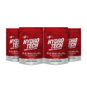 Cinco paquetes de bebida en polvo deportiva Hydro Tech con sabor frutos rojos