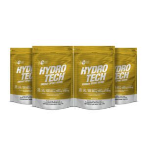Cinco bolsas amarillas de polvo para bebida energética deportiva Hydro Tech sabor maracuyá