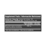 Etiqueta de información nutricional de suplemento con 3000 mg de creatina monohidrato micronizada por porción de 3 gramos