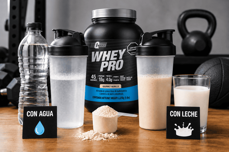Proteína whey con agua o leche: qué cambia realmente al prepararla